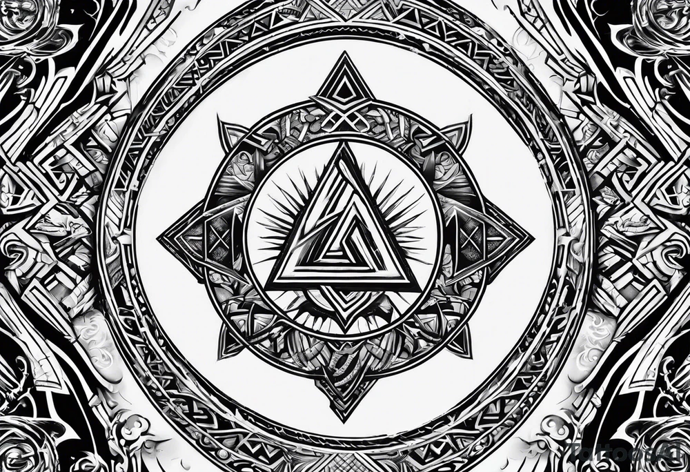 Valhalla  round 
shield axe sword valknut tattoo idea