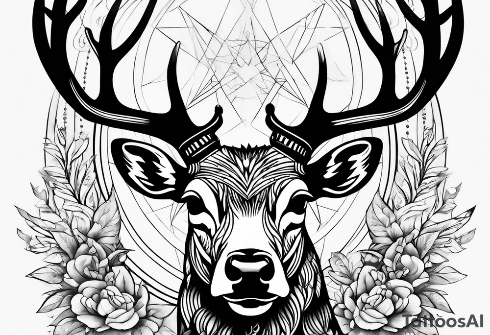 Deer and a crow tattoo idea