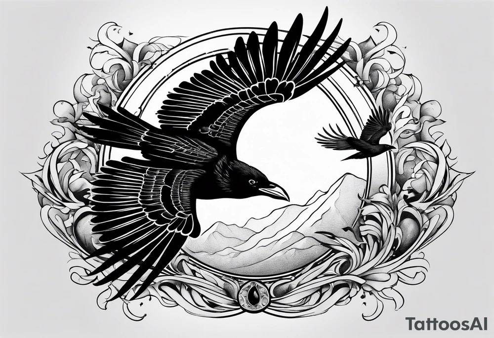 flying crows tattoo idea