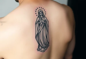 Realistic Virgin Mary statue tattoo idea