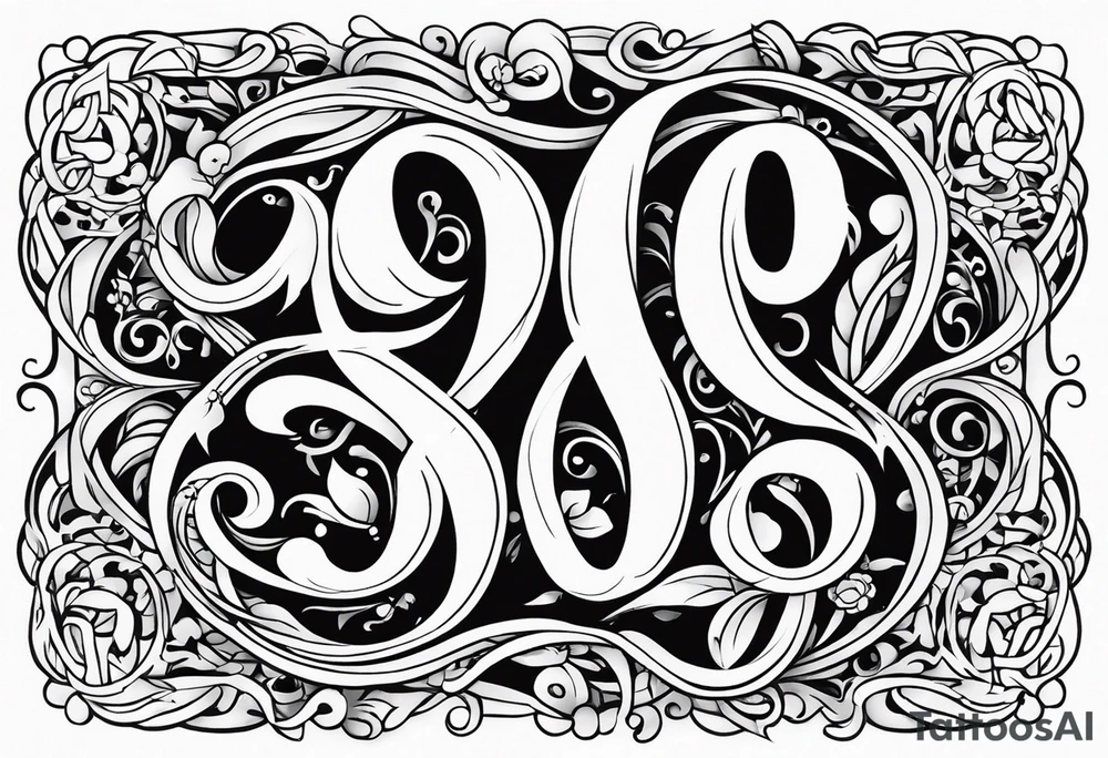 The words “900 DAYS” large gothic script tattoo tattoo idea