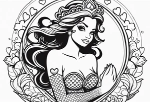 A cute Mermaid with hearts. tattoo idea