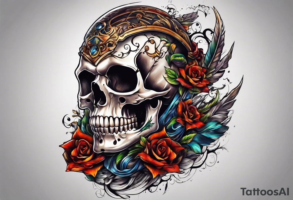 skeleton running from the world tattoo idea