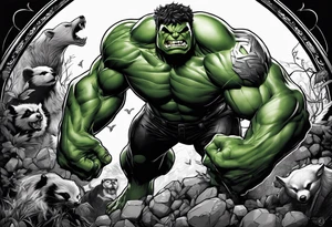 I want to change Avengers characters with animals. Hulk will be Badger tattoo idea