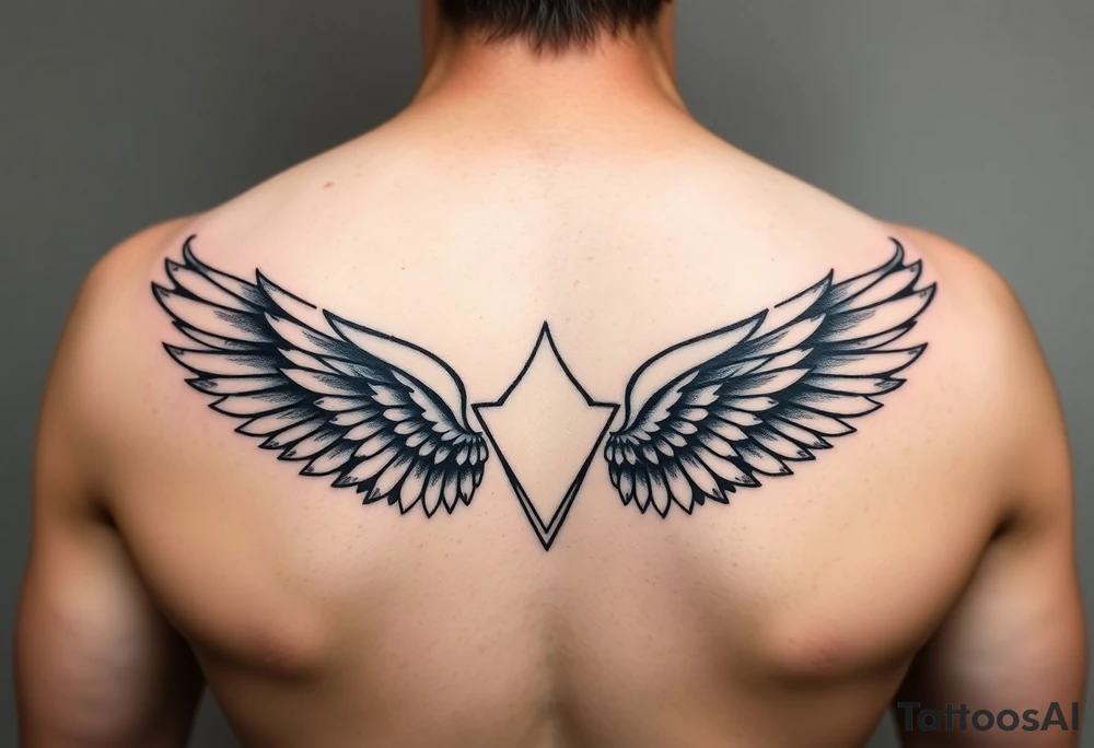 Simple Angle wings with Tiffany in the middle tattoo idea