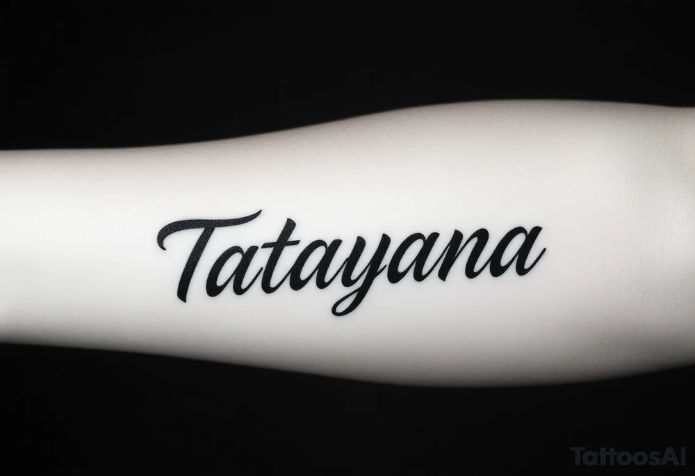 Tattoo for a man that says the name “Tatayana” tattoo idea