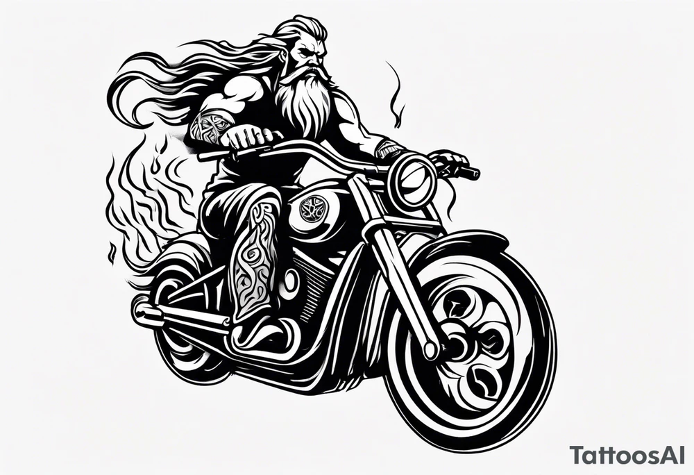 A viking riding face with flames and a motorcycle tattoo idea A viking riding face with flames and a motorcycle tattoo idea