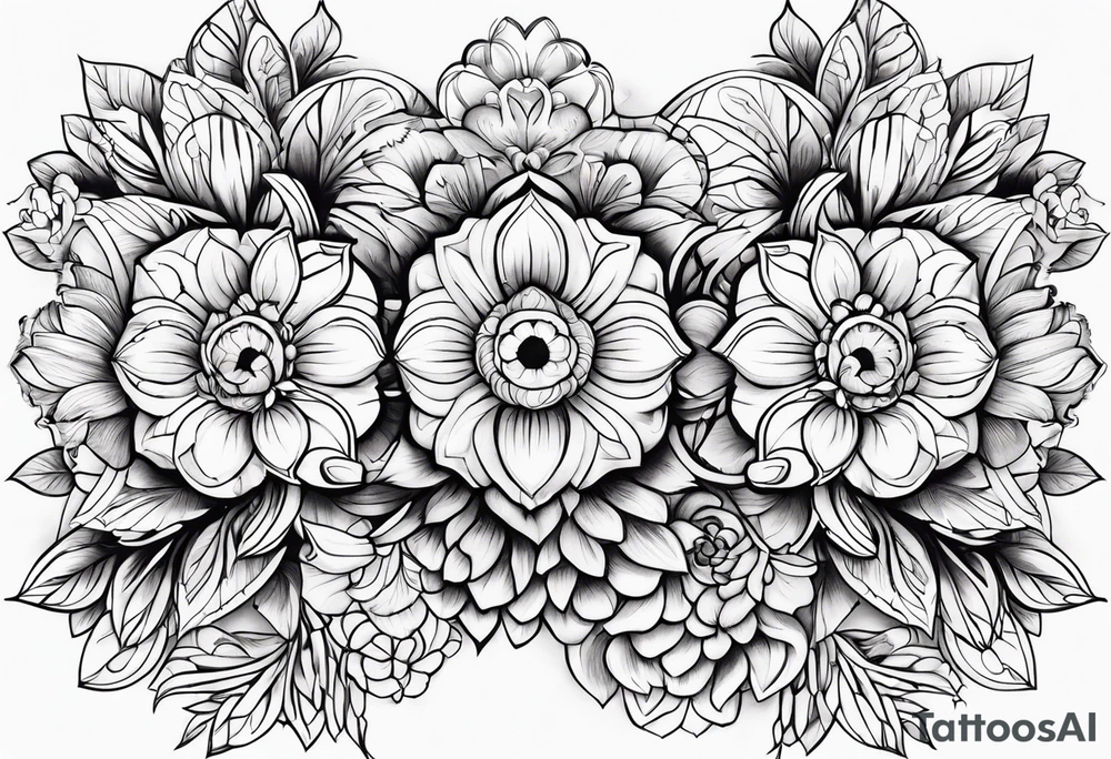 ornaments of flowers tattoo idea