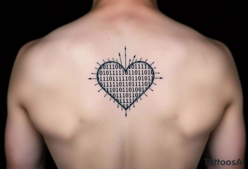 Tattoo of a binary code forming the shape of a heart tattoo idea
