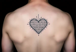 Tattoo of a binary code forming the shape of a heart tattoo idea