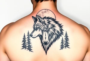 werewolf,moon,forest. tattoo idea