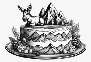 A dessert mountain with a donkey tattoo idea