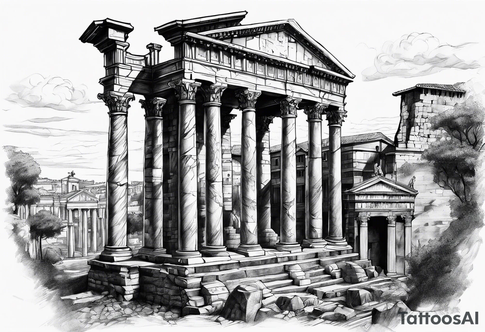 ancient ruins of Rome tattoo idea