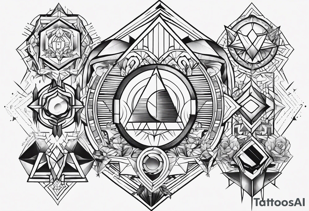 Variety of geometric shapes flash sheet tattoo idea