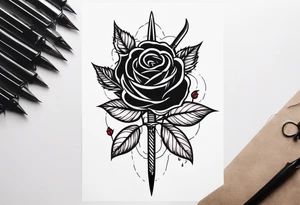 Messer mit Stacheldraht und Rose tattoo idea