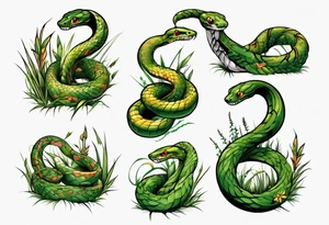 Snake covered in grass tattoo idea