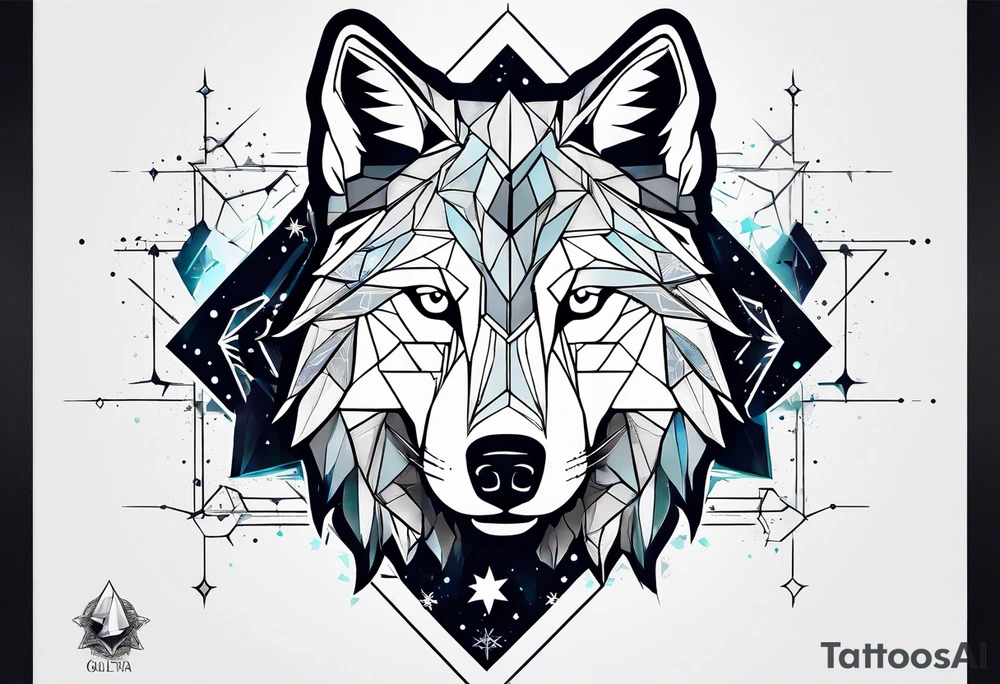 Constellation, animal wolf snow , géométric tattoo idea