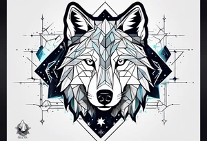 Constellation, animal wolf snow , géométric tattoo idea