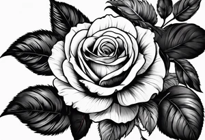 A black and white red-tailed rose with a lot of shading tattoo idea