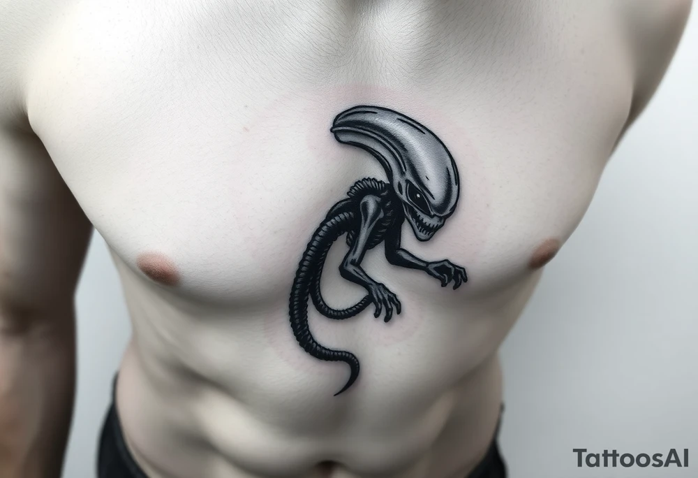 Alien on stomach tattoo idea