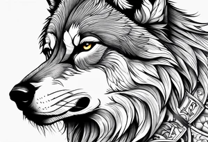 picture of a wolf with the  letter S and p around it tattoo idea