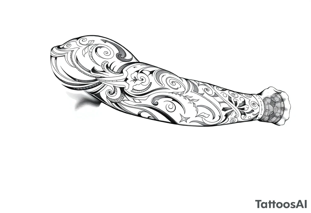 Tribal Sicilian sleeve with patterns tattoo idea