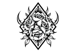 Roses filing the inside of an elongated diamond shape tattoo idea