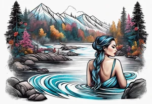 Woman crying at a river tattoo idea