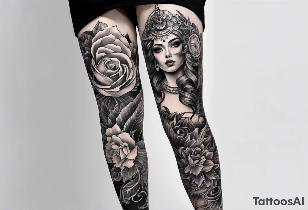 Sleeve full leg tattoo idea