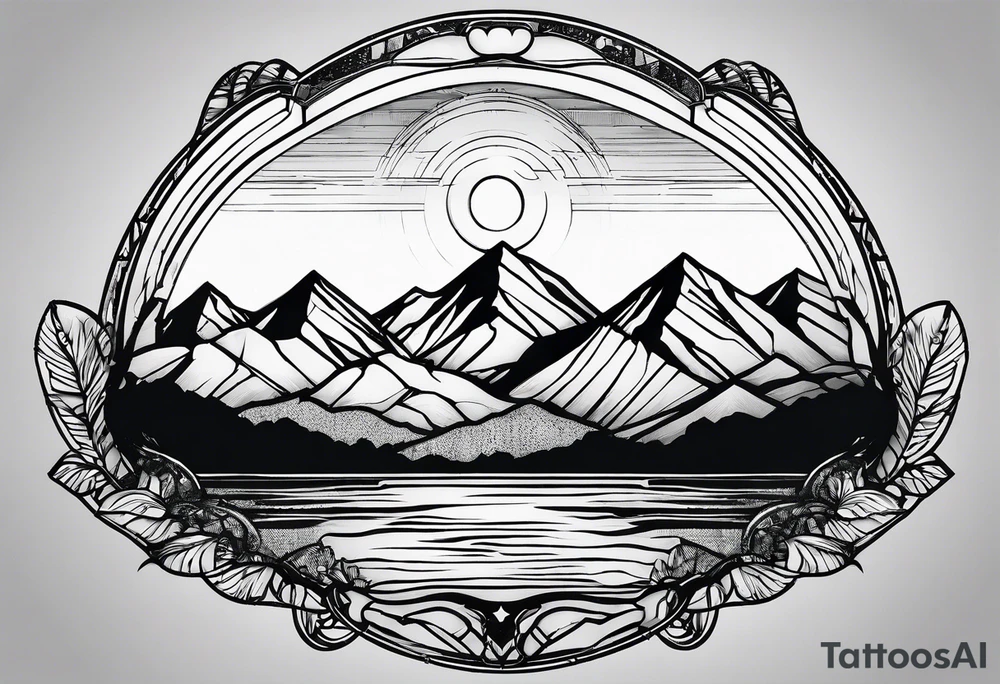 sunset over mountains made of prism glass tattoo idea
