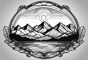 sunset over mountains made of prism glass tattoo idea