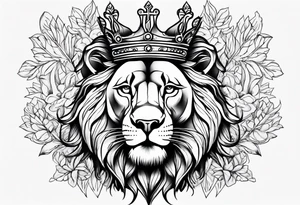Lion crown cross tattoo idea