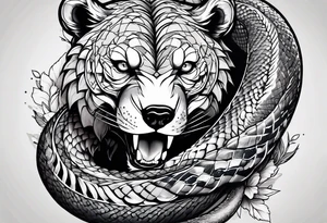 Snake wrapped around bear tattoo idea
