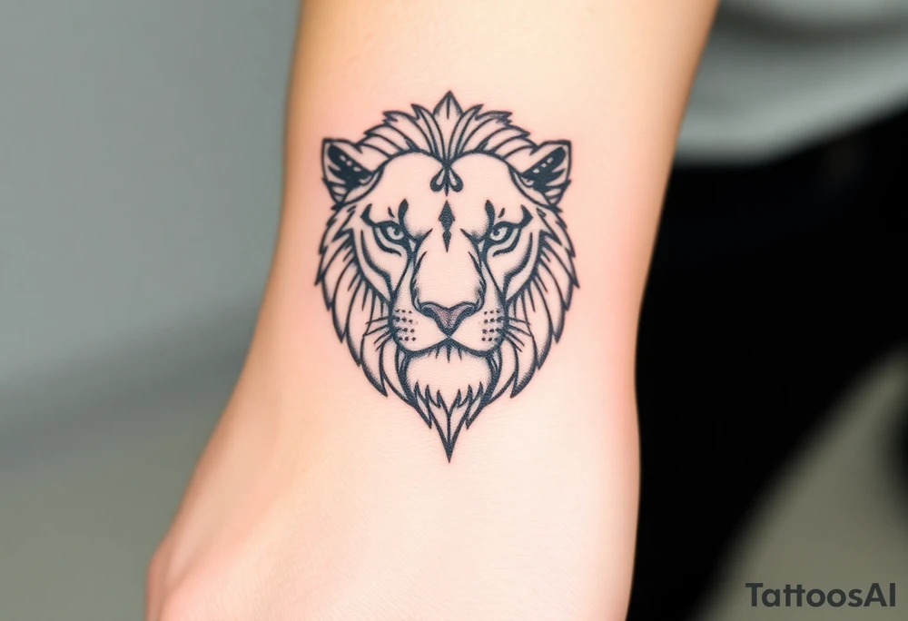 Feminine lion head tattoo idea