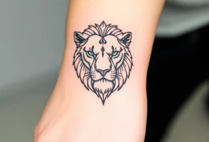 Feminine lion head tattoo idea