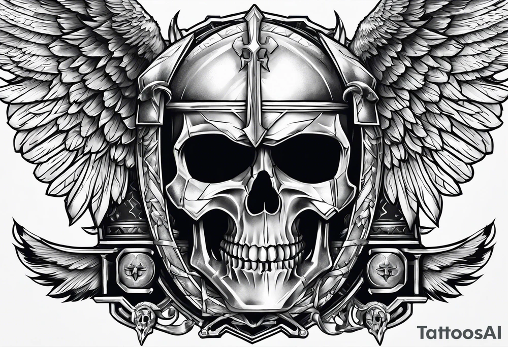 War hammer 40k chest tattoo skull and wings tattoo idea