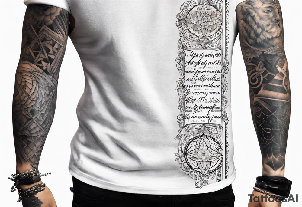 Sleeve with bible verses religious tattoo idea