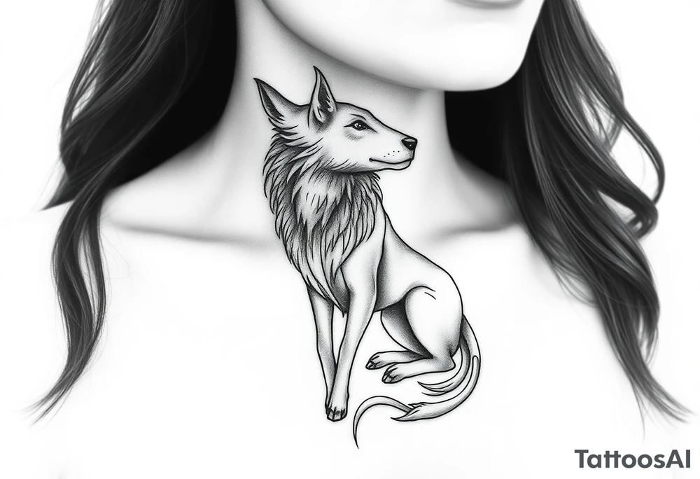 A wolf sheep mystical creature tattoo idea