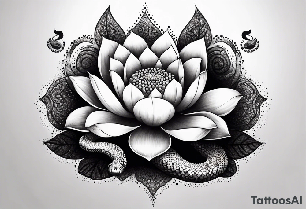 Snake with lotus tattoo idea