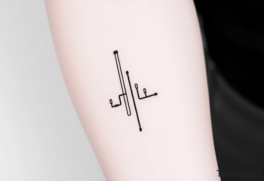 symetrical, vertical System of thin pipes that transitions gradually from the end into thick, widespread veins of forearm tattoo idea