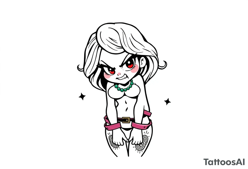 naked girl, in handcuffs, angry tattoo idea