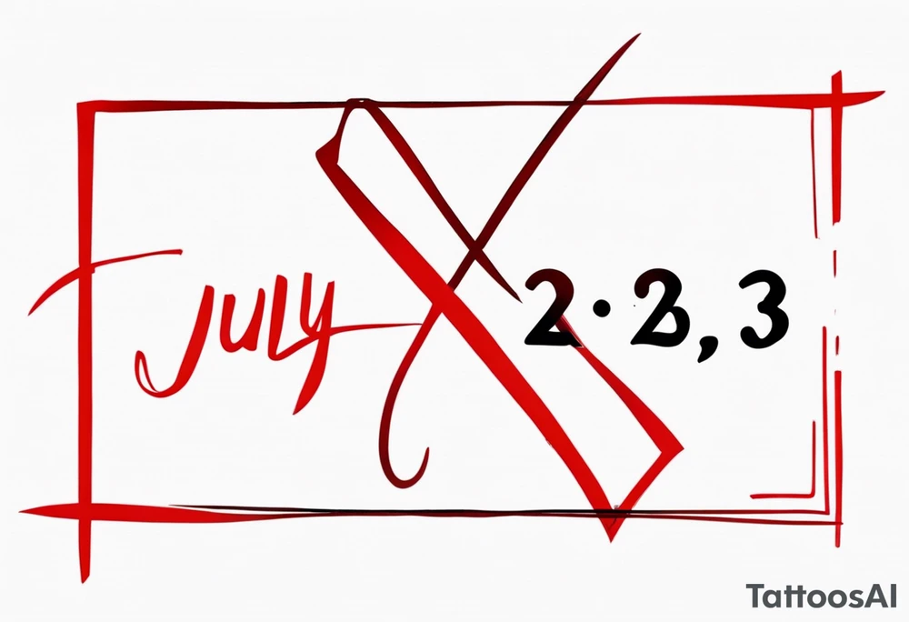 handwritten date July 23 with a red X over the 23, July 24 right below that tattoo idea