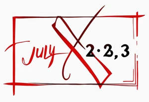 handwritten date July 23 with a red X over the 23, July 24 right below that tattoo idea