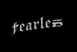 The words fearless in white gothic font and black background, and the letters "S" are dollar signs tattoo idea