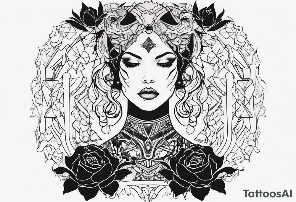 Scary woman tattoo idea