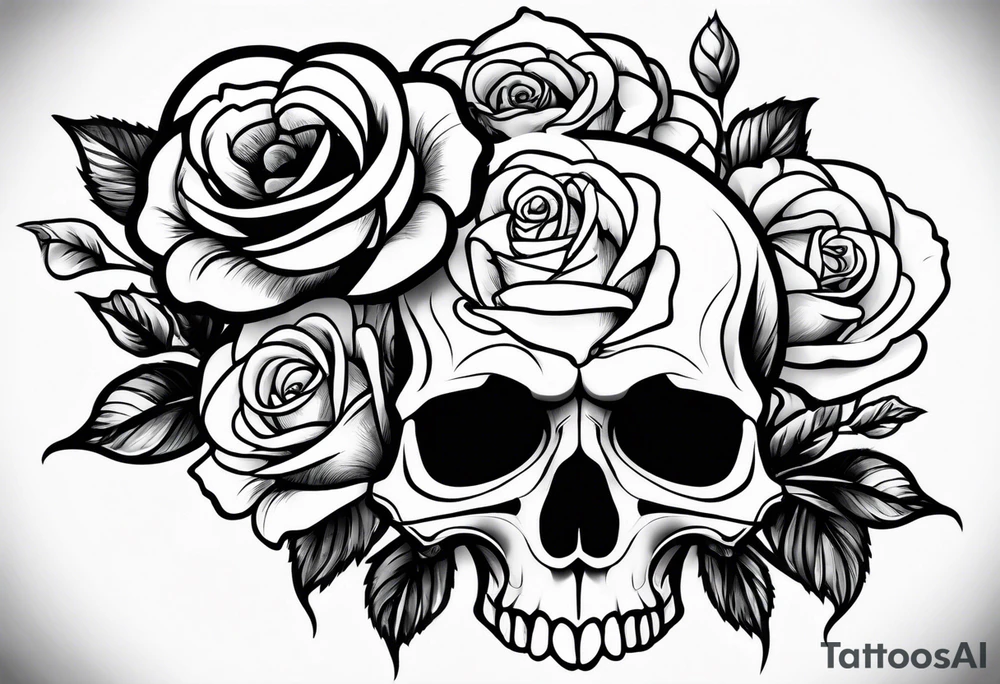 skull and roses tattoo idea