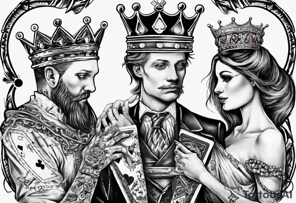 King of hearts with a queen around his arm. tattoo idea