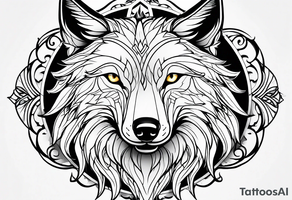 Powerful wolf tattoo idea