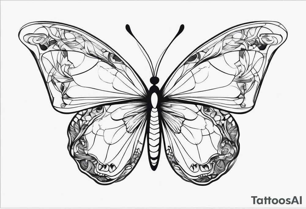 A butterfly mixed with brain tattoo idea