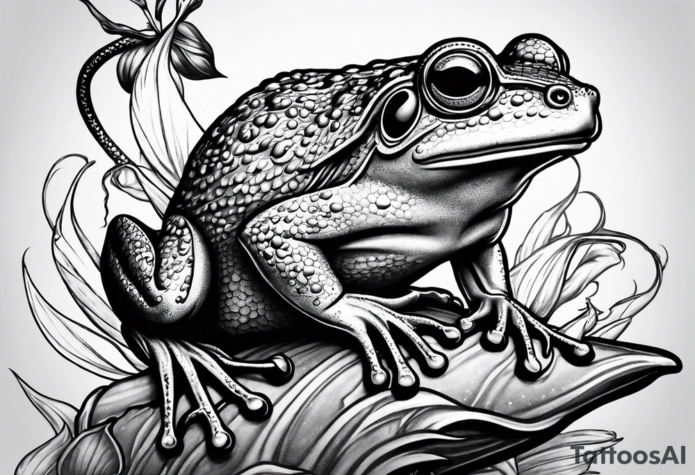 Frog riding rat, battle, illustrative tattoo idea